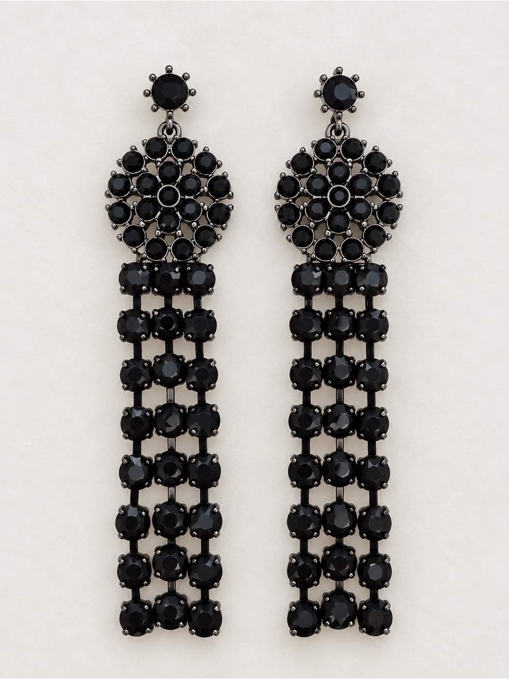 Banana Republic - Black Crystal Chandelier Tassel Statement Earrings